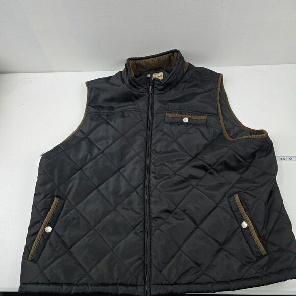 Scandia Woods Men's 3XL Quilted‎ Nylon Puffer Vest Black Brown Trim 4199 - Picture 1 of 8